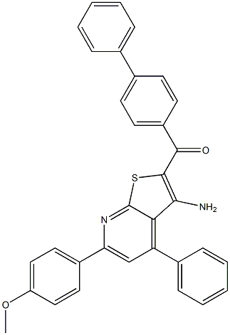 [3-amino-6-(4-methoxyphenyl)-4-phenylthieno[2,3-b]pyridin-2-yl]([1,1'-biphenyl]-4-yl)methanone Struktur