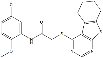 N-(5-chloro-2-methoxyphenyl)-2-(5,6,7,8-tetrahydro[1]benzothieno[2,3-d]pyrimidin-4-ylsulfanyl)acetamide Structure