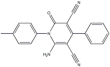 6-amino-1-(4-methylphenyl)-2-oxo-4-phenyl-1,2-dihydro-3,5-pyridinedicarbonitrile Struktur