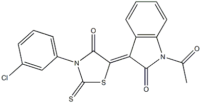 1-acetyl-3-[3-(3-chlorophenyl)-4-oxo-2-thioxo-1,3-thiazolidin-5-ylidene]-1,3-dihydro-2H-indol-2-one Structure
