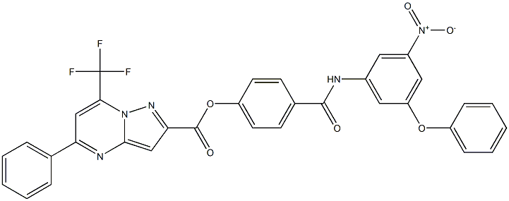 4-({3-nitro-5-phenoxyanilino}carbonyl)phenyl 5-phenyl-7-(trifluoromethyl)pyrazolo[1,5-a]pyrimidine-2-carboxylate Structure