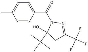 5-tert-butyl-1-(4-methylbenzoyl)-3-(trifluoromethyl)-4,5-dihydro-1H-pyrazol-5-ol 结构式