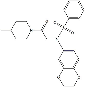 N-(2,3-dihydro-1,4-benzodioxin-6-yl)-N-[2-(4-methyl-1-piperidinyl)-2-oxoethyl]benzenesulfonamide Structure