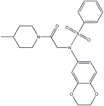 N-(2,3-dihydro-1,4-benzodioxin-6-yl)-N-[2-(4-methyl-1-piperidinyl)-2-oxoethyl]benzenesulfonamide