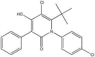 6-tert-butyl-5-chloro-1-(4-chlorophenyl)-4-hydroxy-3-phenyl-2(1H)-pyridinone 结构式