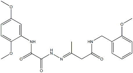 3-{[(2,5-dimethoxyanilino)(oxo)acetyl]hydrazono}-N-(2-methoxybenzyl)butanamide 化学構造式