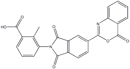 3-[1,3-dioxo-5-(4-oxo-4H-3,1-benzoxazin-2-yl)-1,3-dihydro-2H-isoindol-2-yl]-2-methylbenzoic acid Struktur