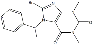 8-bromo-1,3-dimethyl-7-(1-phenylethyl)-3,7-dihydro-1H-purine-2,6-dione 化学構造式