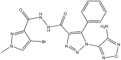 1-(4-amino-1,2,5-oxadiazol-3-yl)-N'-[(4-bromo-1-methyl-1H-pyrazol-3-yl)carbonyl]-5-phenyl-1H-1,2,3-triazole-4-carbohydrazide 化学構造式