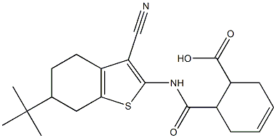 6-{[(6-tert-butyl-3-cyano-4,5,6,7-tetrahydro-1-benzothien-2-yl)amino]carbonyl}-3-cyclohexene-1-carboxylic acid 结构式