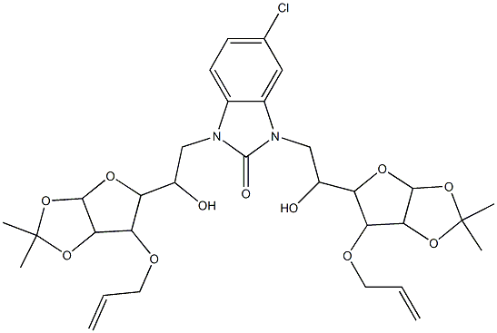 1,3-bis{2-[6-(allyloxy)-2,2-dimethyltetrahydrofuro[2,3-d][1,3]dioxol-5-yl]-2-hydroxyethyl}-5-chloro-1,3-dihydro-2H-benzimidazol-2-one Structure