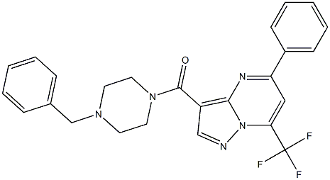 3-[(4-benzyl-1-piperazinyl)carbonyl]-5-phenyl-7-(trifluoromethyl)pyrazolo[1,5-a]pyrimidine,,结构式