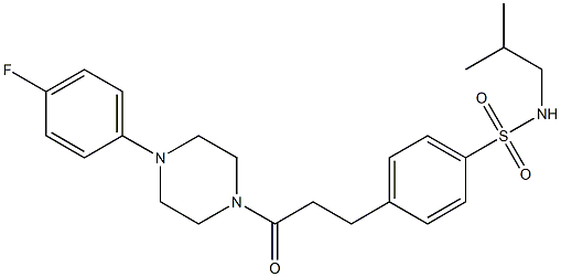 4-{3-[4-(4-fluorophenyl)-1-piperazinyl]-3-oxopropyl}-N-isobutylbenzenesulfonamide,,结构式
