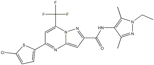 5-(5-chloro-2-thienyl)-N-(1-ethyl-3,5-dimethyl-1H-pyrazol-4-yl)-7-(trifluoromethyl)pyrazolo[1,5-a]pyrimidine-2-carboxamide,,结构式