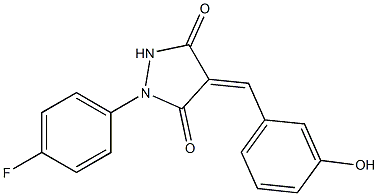 1-(4-fluorophenyl)-4-(3-hydroxybenzylidene)-3,5-pyrazolidinedione Structure