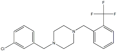 1-(3-chlorobenzyl)-4-[2-(trifluoromethyl)benzyl]piperazine,,结构式