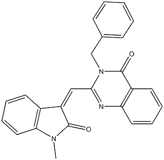 3-benzyl-2-[(1-methyl-2-oxo-1,2-dihydro-3H-indol-3-ylidene)methyl]-4(3H)-quinazolinone|