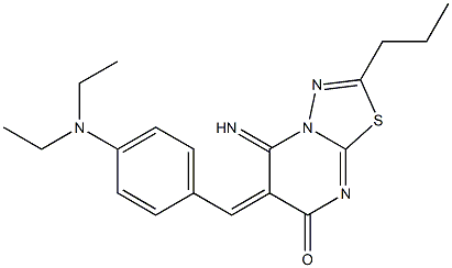 6-[4-(diethylamino)benzylidene]-5-imino-2-propyl-5,6-dihydro-7H-[1,3,4]thiadiazolo[3,2-a]pyrimidin-7-one Structure