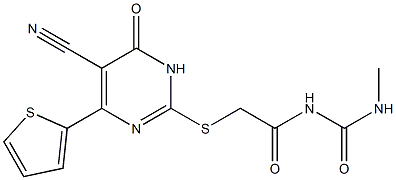 N-({[5-cyano-6-oxo-4-(2-thienyl)-1,6-dihydro-2-pyrimidinyl]sulfanyl}acetyl)-N'-methylurea 化学構造式