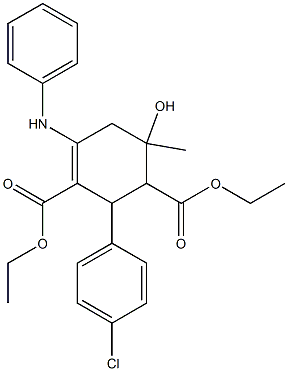  diethyl 4-anilino-2-(4-chlorophenyl)-6-hydroxy-6-methyl-3-cyclohexene-1,3-dicarboxylate