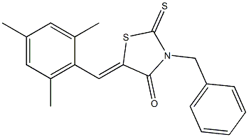 3-benzyl-5-(mesitylmethylene)-2-thioxo-1,3-thiazolidin-4-one 化学構造式