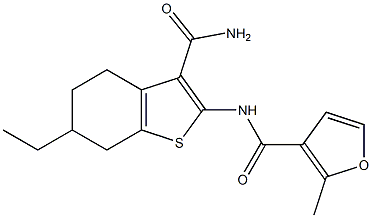 N-[3-(aminocarbonyl)-6-ethyl-4,5,6,7-tetrahydro-1-benzothien-2-yl]-2-methyl-3-furamide 结构式