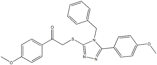 2-{[4-benzyl-5-(4-methoxyphenyl)-4H-1,2,4-triazol-3-yl]sulfanyl}-1-(4-methoxyphenyl)ethanone 结构式