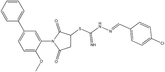 1-(4-methoxy[1,1'-biphenyl]-3-yl)-2,5-dioxo-3-pyrrolidinyl 2-(4-chlorobenzylidene)hydrazinecarbimidothioate Structure