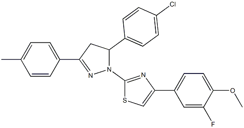 4-{2-[5-(4-chlorophenyl)-3-(4-methylphenyl)-4,5-dihydro-1H-pyrazol-1-yl]-1,3-thiazol-4-yl}-2-fluorophenyl methyl ether,,结构式