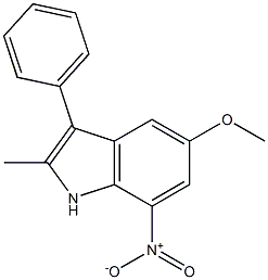 7-nitro-5-methoxy-2-methyl-3-phenyl-1H-indole Struktur