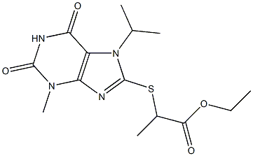 ethyl 2-[(7-isopropyl-3-methyl-2,6-dioxo-2,3,6,7-tetrahydro-1H-purin-8-yl)sulfanyl]propanoate Structure