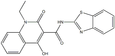 N-(1,3-benzothiazol-2-yl)-1-ethyl-4-hydroxy-2-oxo-1,2-dihydro-3-quinolinecarboxamide,,结构式