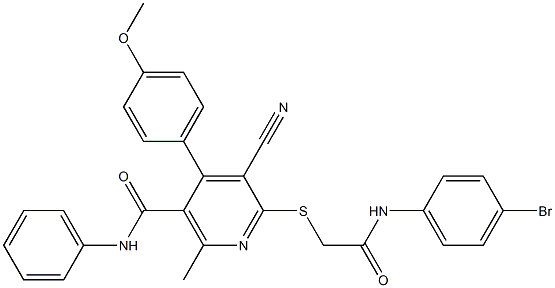 6-{[2-(4-bromoanilino)-2-oxoethyl]sulfanyl}-5-cyano-4-(4-methoxyphenyl)-2-methyl-N-phenylnicotinamide|