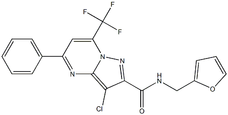 3-chloro-N-(2-furylmethyl)-5-phenyl-7-(trifluoromethyl)pyrazolo[1,5-a]pyrimidine-2-carboxamide 化学構造式