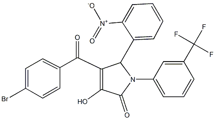4-[(4-bromophenyl)carbonyl]-3-hydroxy-5-{2-nitrophenyl}-1-[3-(trifluoromethyl)phenyl]-1,5-dihydro-2H-pyrrol-2-one,,结构式