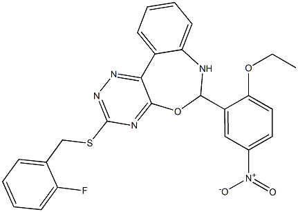 6-{2-ethoxy-5-nitrophenyl}-3-[(2-fluorobenzyl)sulfanyl]-6,7-dihydro[1,2,4]triazino[5,6-d][3,1]benzoxazepine Structure