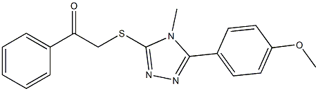 2-({4-methyl-5-[4-(methyloxy)phenyl]-4H-1,2,4-triazol-3-yl}sulfanyl)-1-phenylethanone,,结构式