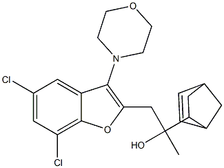 2-bicyclo[2.2.1]hept-5-en-2-yl-1-[5,7-dichloro-3-(4-morpholinyl)-1-benzofuran-2-yl]-2-propanol 结构式