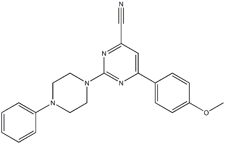 6-(4-methoxyphenyl)-2-(4-phenyl-1-piperazinyl)-4-pyrimidinecarbonitrile Struktur