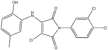 3-chloro-1-(3,4-dichlorophenyl)-4-(2-hydroxy-5-methylanilino)-1H-pyrrole-2,5-dione,,结构式