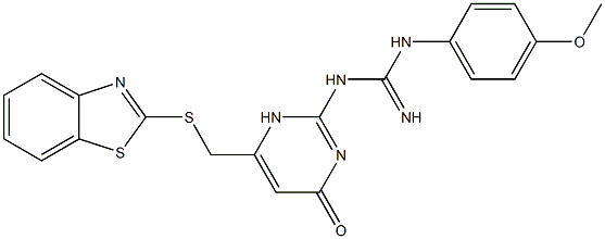 N-{6-[(1,3-benzothiazol-2-ylsulfanyl)methyl]-4-oxo-1,4-dihydro-2-pyrimidinyl}-N'-(4-methoxyphenyl)guanidine Structure