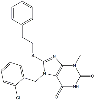 7-[(2-chlorophenyl)methyl]-3-methyl-8-[(2-phenylethyl)sulfanyl]-3,7-dihydro-1H-purine-2,6-dione Structure