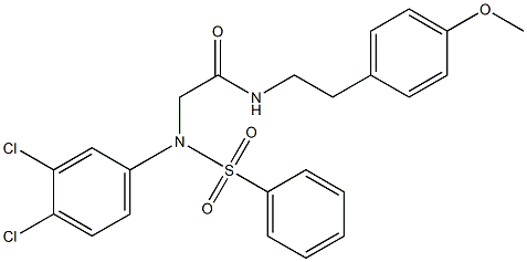 2-[3,4-dichloro(phenylsulfonyl)anilino]-N-[2-(4-methoxyphenyl)ethyl]acetamide,,结构式
