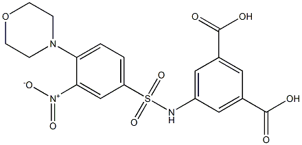 5-({[3-nitro-4-(4-morpholinyl)phenyl]sulfonyl}amino)isophthalic acid 化学構造式