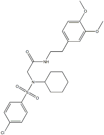 2-[[(4-chlorophenyl)sulfonyl](cyclohexyl)amino]-N-[2-(3,4-dimethoxyphenyl)ethyl]acetamide 化学構造式