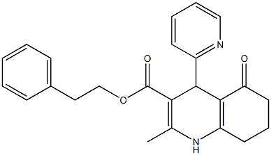 2-phenylethyl 2-methyl-5-oxo-4-(2-pyridinyl)-1,4,5,6,7,8-hexahydro-3-quinolinecarboxylate Structure