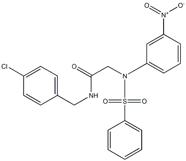 N-[(4-chlorophenyl)methyl]-2-[{3-nitrophenyl}(phenylsulfonyl)amino]acetamide Struktur