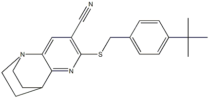 5-[(4-tert-butylbenzyl)sulfanyl]-1,6-diazatricyclo[6.2.2.0~2,7~]dodeca-2,4,6-triene-4-carbonitrile 化学構造式