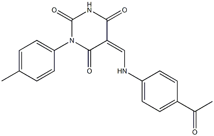 5-[(4-acetylanilino)methylene]-1-(4-methylphenyl)-2,4,6(1H,3H,5H)-pyrimidinetrione Struktur