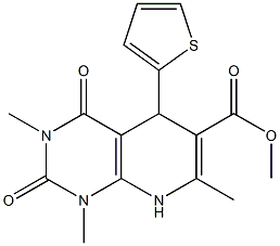 methyl 1,3,7-trimethyl-2,4-dioxo-5-(2-thienyl)-1,2,3,4,5,8-hexahydropyrido[2,3-d]pyrimidine-6-carboxylate Structure